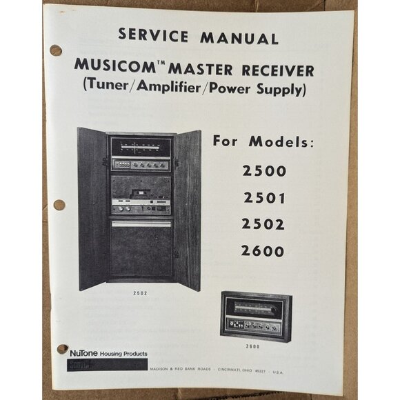 NUTONE SERVICE MANUAL FOR MUSICOM MASTER RECEIVER MODELS 2500, 2501, 2502, 2600 - Picture 2 of 9